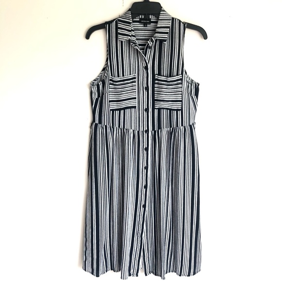 Who What Wear Dresses Who What Wear Black And White Striped Button